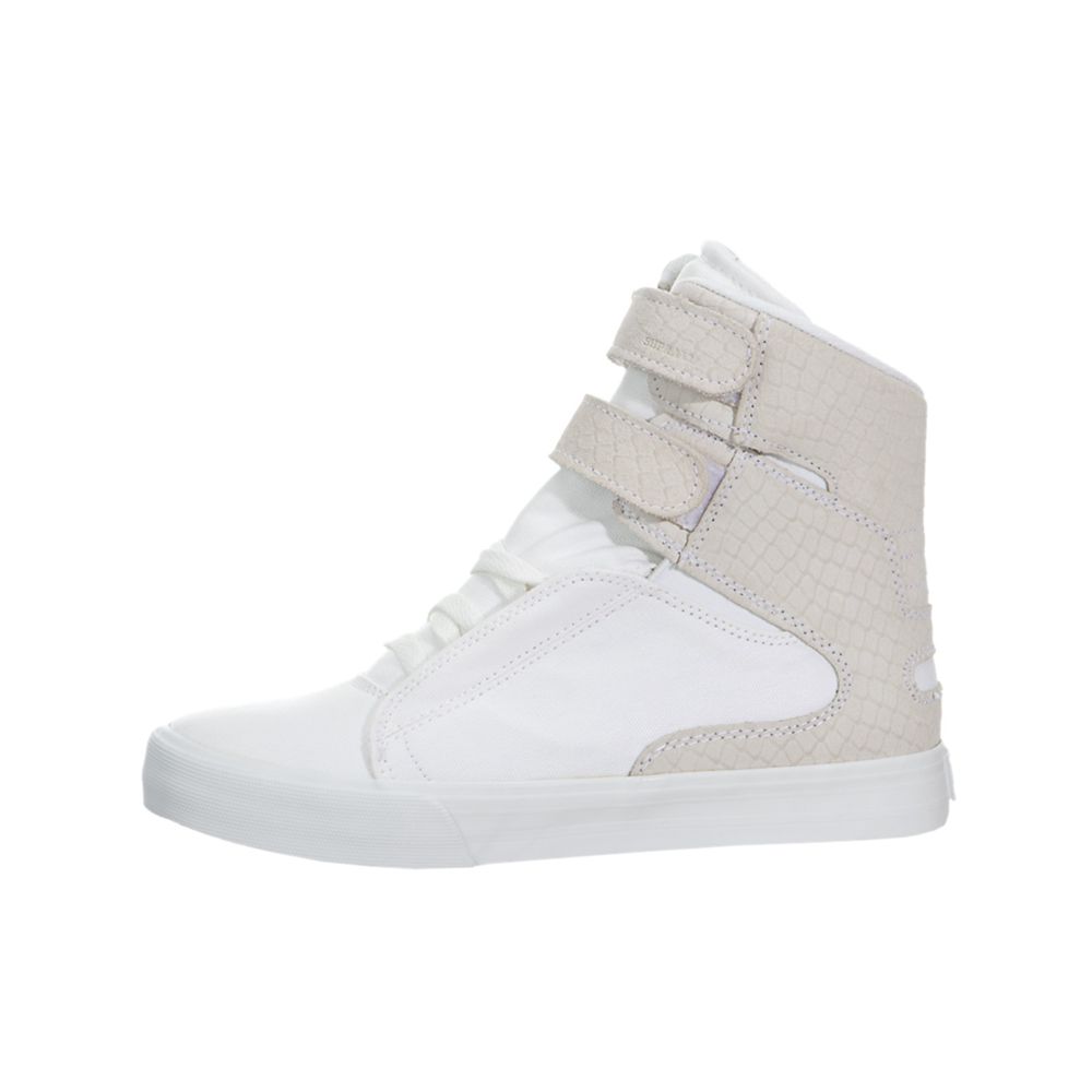 Baskets Montantes Supra Society II Blanche Grise White/White Femme | FJM-79922948